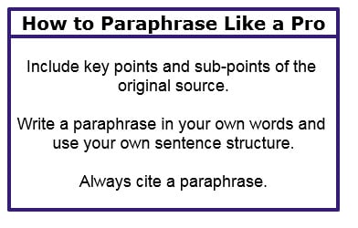 good and bad paraphrasing examples